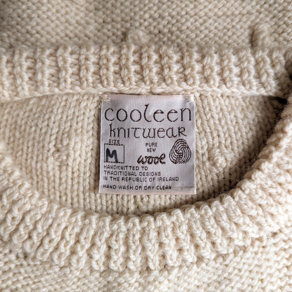 🇮🇪 Vintage Cooleen Shamrock Wool Aran Sweater Made In Ireland St Patrick's Day - Picture 10 of 15